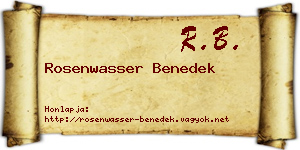 Rosenwasser Benedek névjegykártya